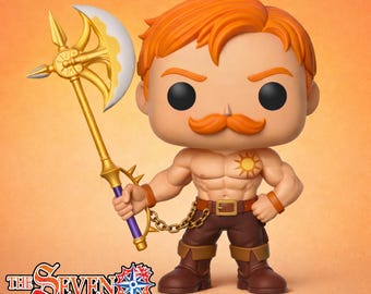 File STL Funko Pop di Escanor – Modello 3D della statua da scrivania Chibi dei sette peccati capitali