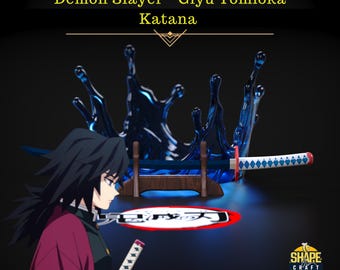 Demon Anime Slayer Giyu Tomioka Katana STL – 3D-utskrivbar Nichirin Sword Prop för Cosplay