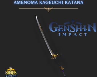 Amenoma Kageuchi STL-fil från Genshin Impact - 3D-utskrivbar anime-svärdsprop i verklig storlek