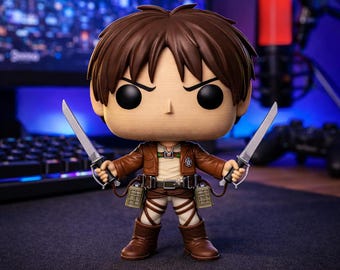 L'attacco dei Giganti Eren Yeager Funko Pop - Statua da scrivania Chibi Anime - Fan Art Anime Figure STL