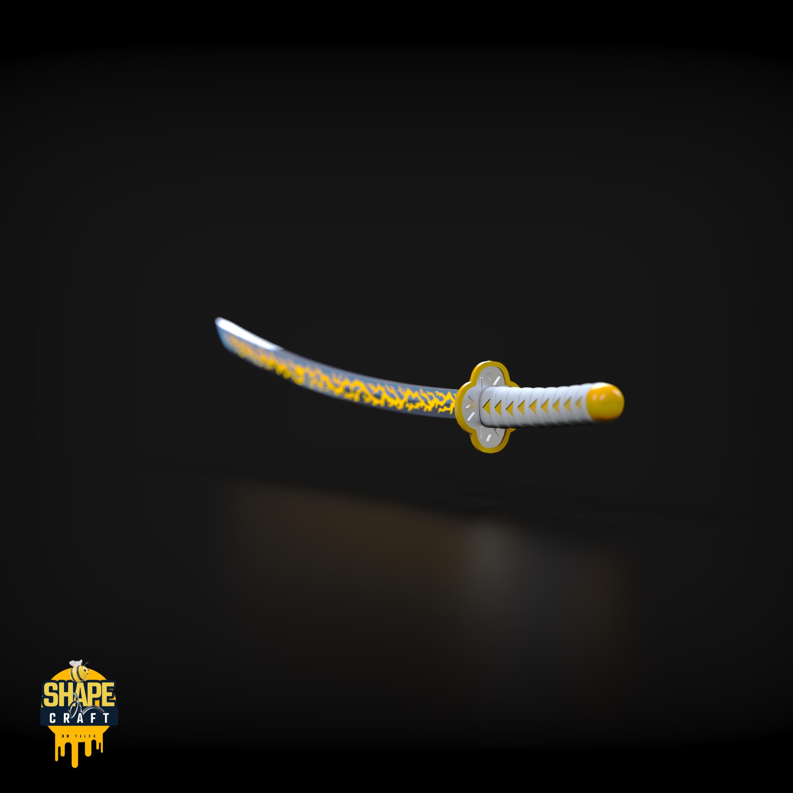 Demon Anime Slayer Zenitsu Katana STL – 3D Printable Real Size