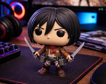 Attack on Titan Mikasa Ackerman Funko Pop - Chibi Anime Skrivbordsstaty - Fan Art Samlarfigur STL