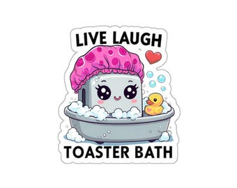 Pegatinas troqueladas "Vive, ríe" para el baño de la tostadora: adorables pegatinas para el baño de la tostadora, decoración adorable para la cocina, regalos divertidos para amigos.