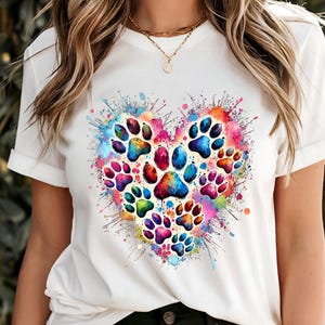 Heart Paw Print PNG,Watercolor Paw Print Design,Pet Lover Sublimation Design,Rainbow Paw Print Clipart,Digital Paw Print Download
