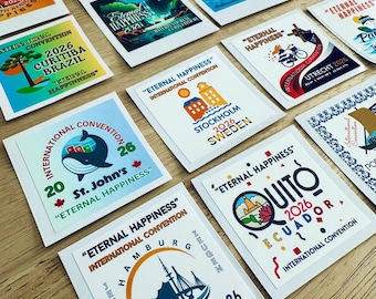 Paquete de 20 pegatinas especiales de la Convención Internacional "JW 2026 Felicidad Eterna" - Vinilo brillante premium - Portugal, EE. UU., Canadá, Alemania y Suecia