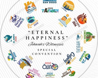 Juego de posavasos JW 2026 - San Diego Calgary FELICIDAD ETERNA - Regalo de convención internacional - Todas las ubicaciones