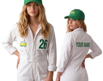 Caddie Golf Uniform and Hat - Unisex Golfer Caddy Jumpsuit for Halloween, Parties, Couples Costume