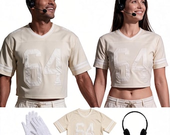 Halftime Performer Halloween Costume #64 Cream Football Jersey Unisex Costume Set