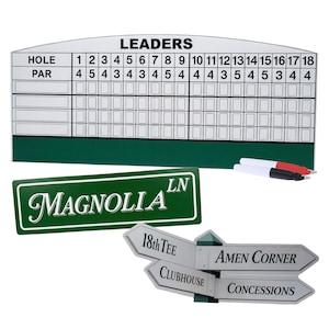 Masters Golf Party Decoration Sign 3 Pack - Magnolia Lane, Amen Corner, Golf Leaderboard, Scoreboard