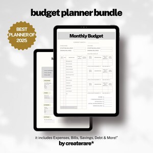 Monthly Budget Planner Bundle Printable PDF Finance Tracker Monthly Expense, Bill & Savings Organizer Instant Download