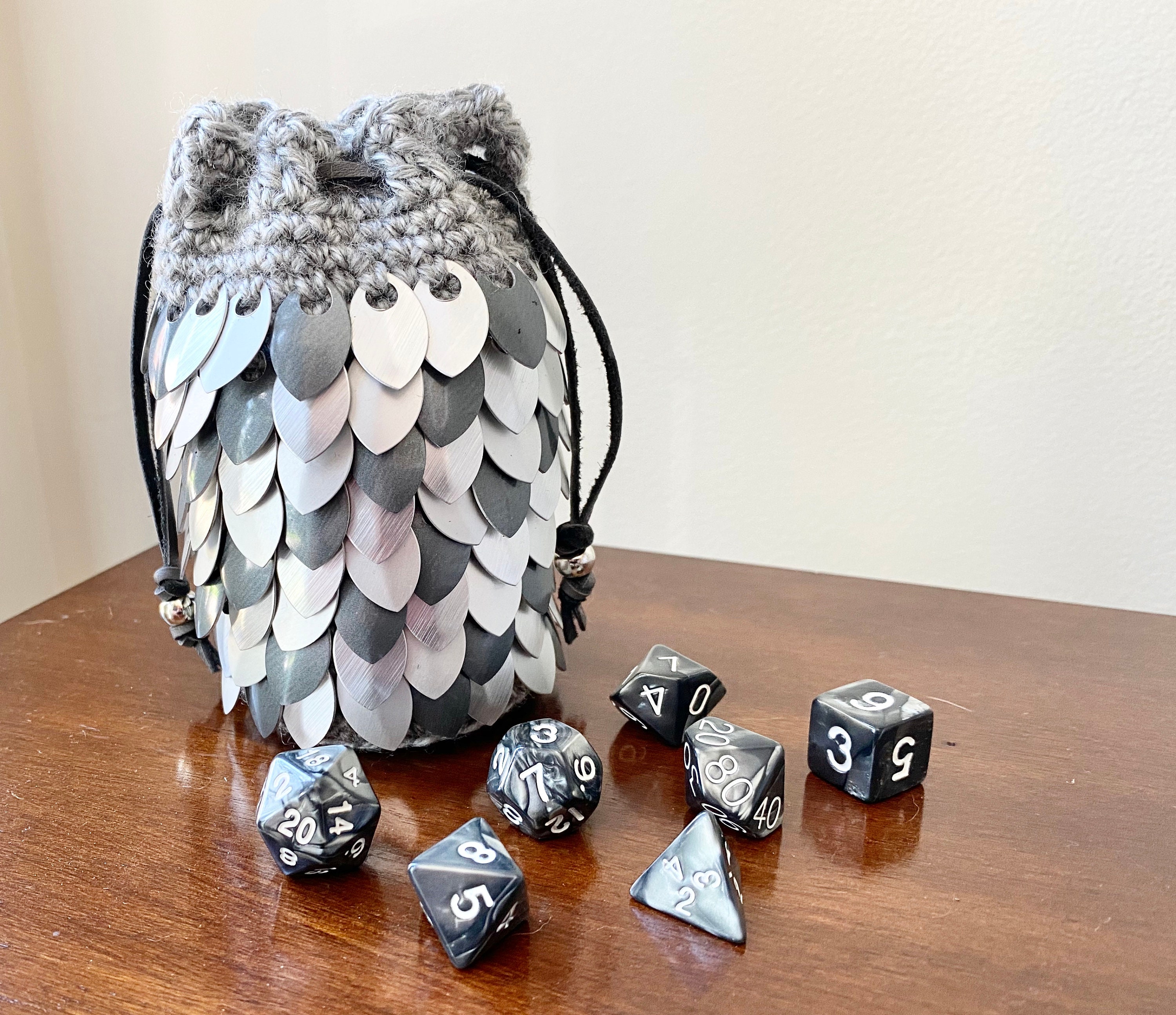 Antique Silver Dragon Egg Dice Bag Etsy