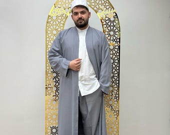 Jubbah and Shalwar Set, Islamic Men’s Clothing, Muslim Man Robes and Pants, Islamic Prayer Jubba and Salwar Outfit