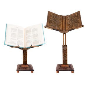 Adjustable Wooden Book Stand, Quran Stand, Bible Holder, Desktop Cookbook Stand, Wood Rihal Lectern