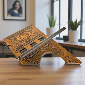 Portable Wooden Book Stand: Cookbook Holder, Reading Table, Quran - Bible Laptop & Tablet Stand, Dictionary and Notebook Support
