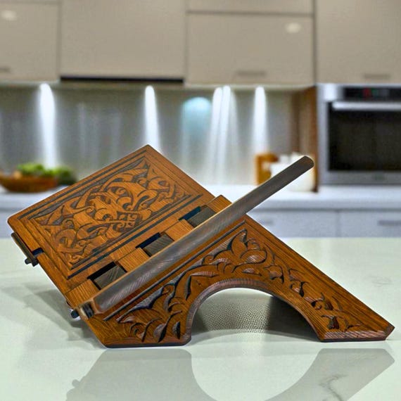 Folding Wooden Book Stand: Handcrafted Red Pine Cookbook, Notebook and Quran Holder