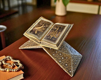 Islamic Lectern Figurine :Muuslim Home Decoration Allah & Muhammad Calligraphy, Wedding, Graduation, Eid Mubarak Gift