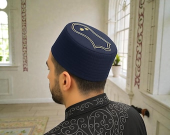 Islamic Kufi Cap for Men: Muslim Prayer Hat, Lightweight Taqiyah, Ottoman Style Skullcap