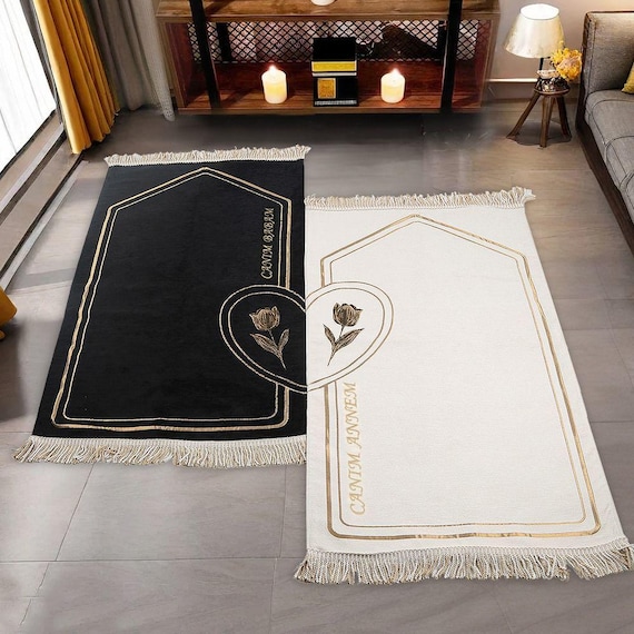 Customizable Couple Muslim Prayer Rug Set: Salah Mat Set, Islamic Gift, Wedding Gift