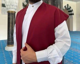 Sleeveless Jacket For Muslim Men | Vest For Islamic Outwear | Dervish Style Vest | Muslim Men Top Clothing | Traditional men vest