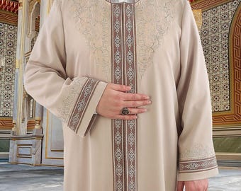 Jubbah musulmán elegante: vestido de boda lujoso para hombres, caftán largo para hombres