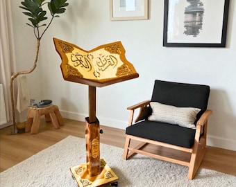 Quran Stand with Wheels: Islamic Book Holder, Quran Holder, Lectern, Wooden Rihal