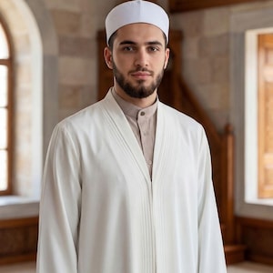 Moslim gebedsgewaad voor heren: comfortabele Salah Jubba voor mannen, Namaz Thobe Salah-outfit Wit