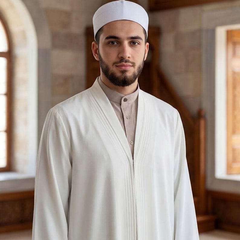 Moslim gebedsgewaad voor heren: comfortabele Salah Jubba voor mannen, Namaz Thobe Salah-outfit Wit