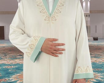 Túnica de oración bordada para hombre: Jubba Thawb musulmán, ropa para imán