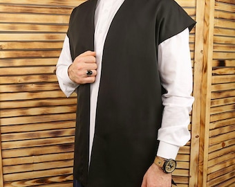 Mouwloos jack voor moslimmannen: vest voor islamitische uitloper, dragen in derwisjstijl, Eid-soefikleding