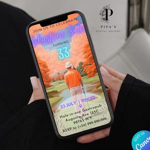 Golf Birthday “Par-Tee” Invitation – Editable Template Golfer Party Invite Instant Download | Golf Party Template Editable Invite Canva Golf