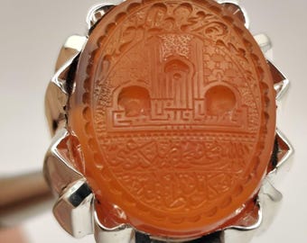 Bague en argent 925 avec agate yéménite