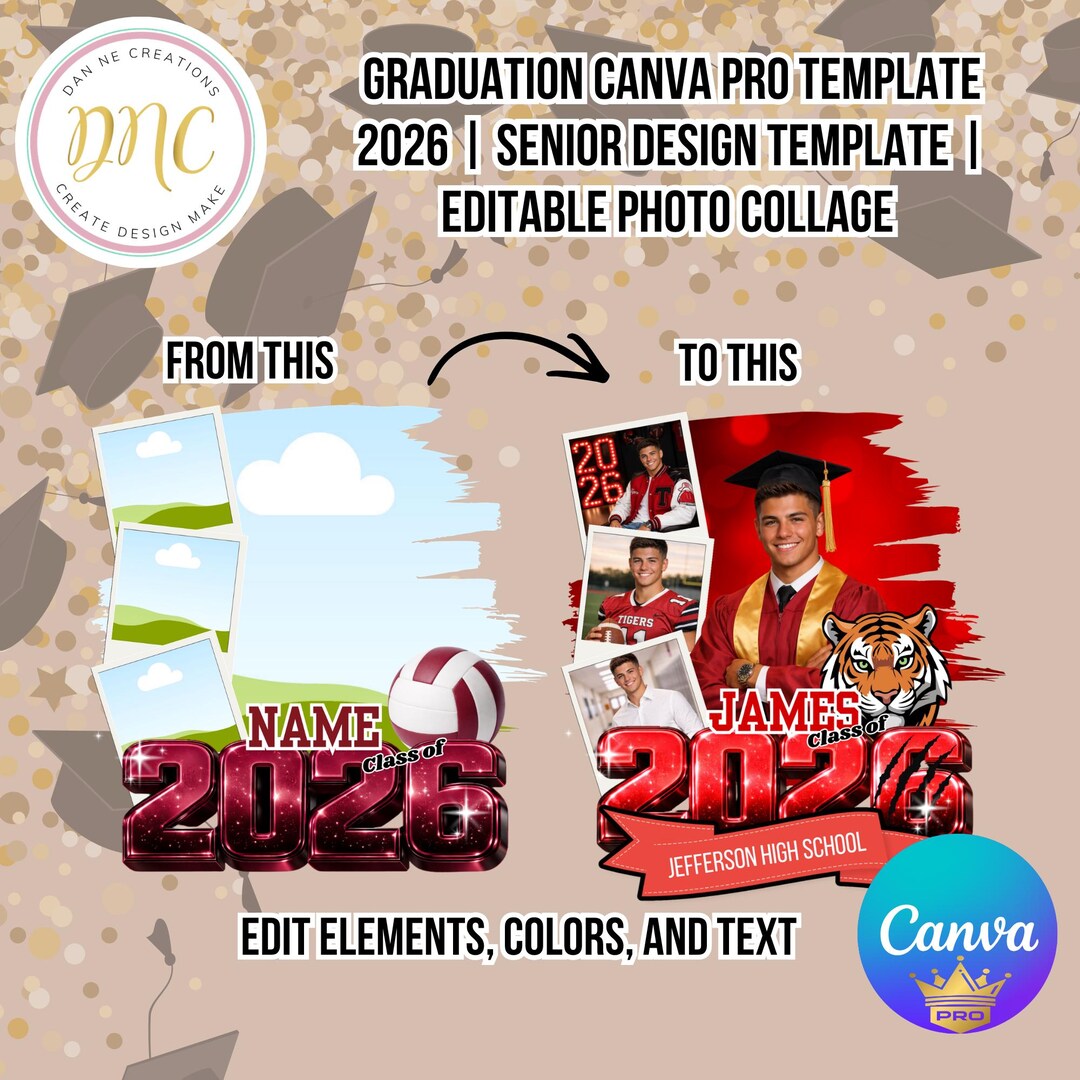 Graduation Canva Pro Template 2026 | Senior Design Template | Editable ...