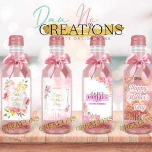 Pink Floral Mother’s Day Mini Wine Bottle Label Bundle