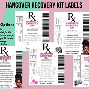 Hangover Genesung Kit PNG Bundle - 8 Lustige Etiketten für Partygeschenke