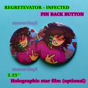 INFECTED REGRETEVATOR Roblox Kasper Pin Back Button Holographic 2.25’’