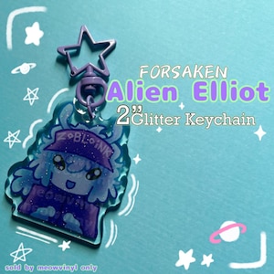 Alien Elliot FORSAKEN Roblox glitter keychain 2 inches