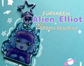 Llavero con purpurina de Roblox Alien Elliot FORSAKEN de 2 pulgadas