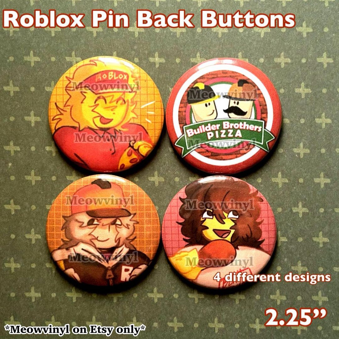 Roblox Work at a Pizza Place Pin Back Buttons - Builderman