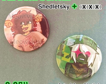SHEDLETSKY 1x1x1x1 Pin Back button 2.25’’ FORSAKEN