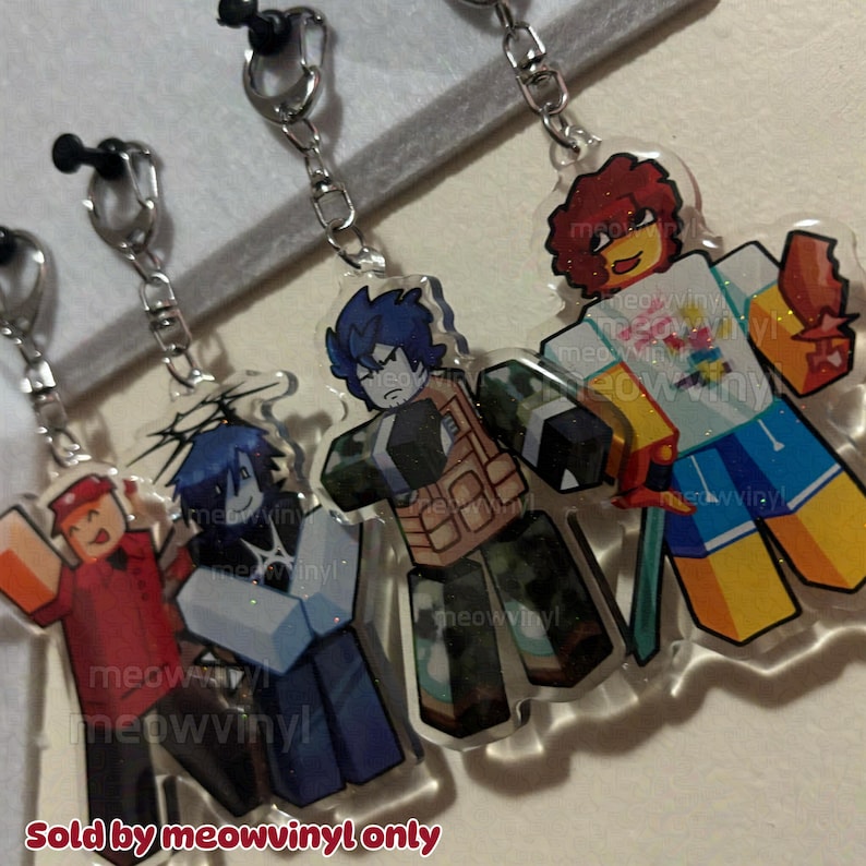 FORSAKEN Glitter Epoxy Keychain - Roblox Twotime Shedletsky Guest1337 ...