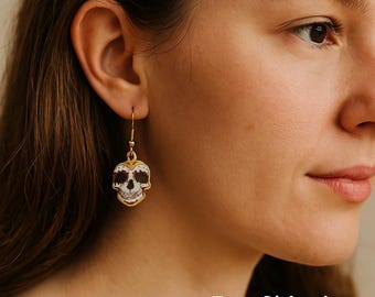 Día de los Muertos Sugar Skull Earrings: Handmade Halloween Jewelry