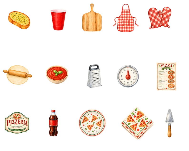 Watercolor Pizza Party Clipart Bundle, Invitations Party Decor Food PNG ...