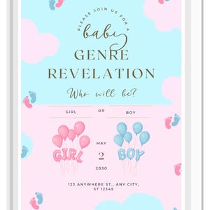Invitación revelación de género, gender revelation card