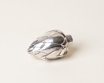 Vintage Italian Silver Artichoke Pill Box