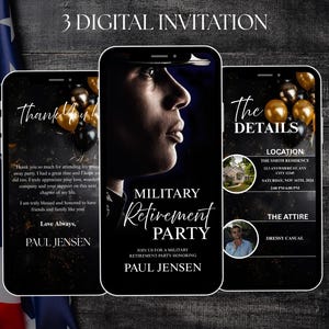 Invitation de retraite militaire moderne ANIMÉ, invitations de fête militaire, invitation de l'armée, invitation de soldat, invitation militaire