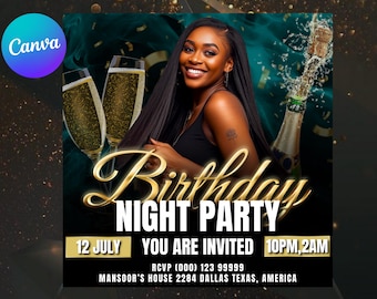 Volantino per festa serale, volantino per festa in discoteca, volantino per discoteca, volantino per invito a evento in discoteca, volantino per DJ in discoteca, volantino per happy hour, modificabile con Canva