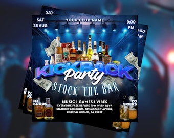 Modello di volantino per festa, invito per bar, modificabile su Canva, download immediato, design moderno