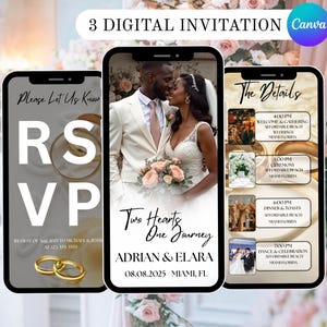 Wedding Invitation Video, Animated Glitter MP4, Canva Editable Digital Evite, Elegant Wedding Party Invite