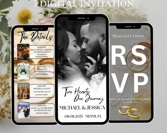 Wedding Invitation Video, Animated E-Invite, DIY Canva Template, Editable Digital MP4 Download