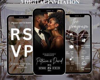 Hochzeitseinladungsvideovorlage, animiertes Evite, bearbeitbares Canva Design, MP4-Download